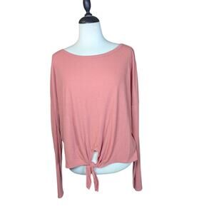 New Arizona Jean Co. Women's XXL Long Sleeve Front Tie Ribbed Top Light Weight